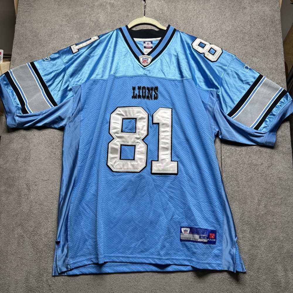Calvin Johnson‎ Detroit Lions Reebok NFL Jersey 81 Blue Men's 54 Megatron Rookie